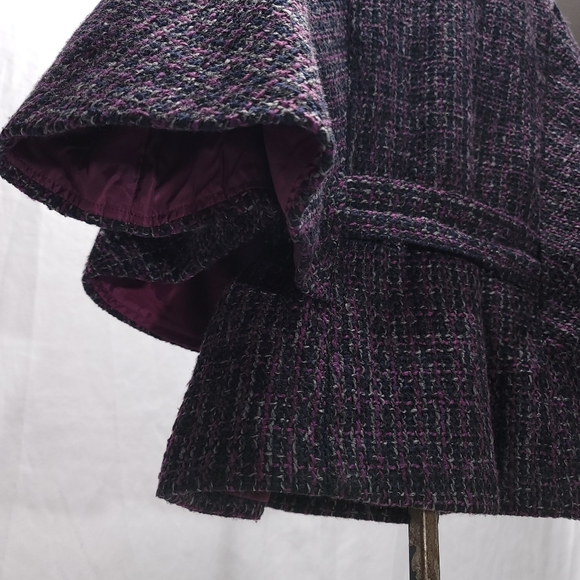 NWOT Northern Reflections Tweed Pattern Belted Capelet Sz M Violet/Indigo/Grey - Picture 3 of 9